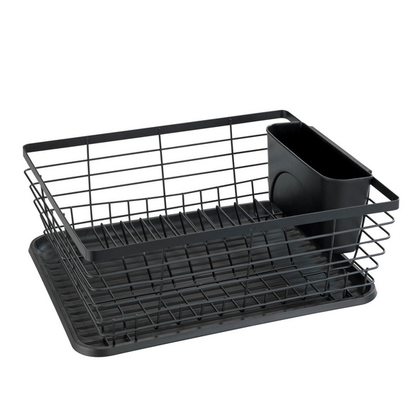 Geschirrabtropfer Mod. Drip Schwarz, mit herausnehmbarem Besteckkorb