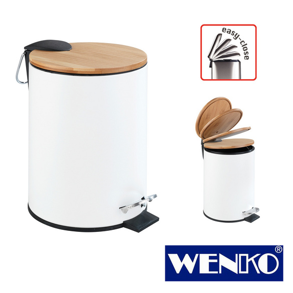 Wenko Kosmetik-Treteimer 3 Liter | Schwarz Matt, Ø 17 X 25 Cm, Mit Fußpedal, Für Bad & Büro