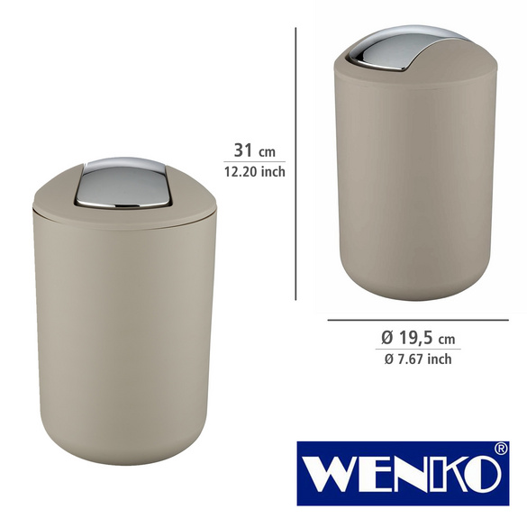 Schwingdeckeleimer Brasil Taupe L, 6,5 Liter