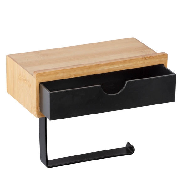 Toilettenpapierrollenhalter mit Schublade Mod. Bambusa, zur Wandmontage