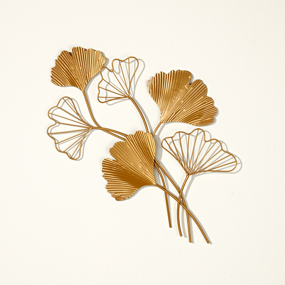 Wanddeko Ginkgo-Blätter goldfarben