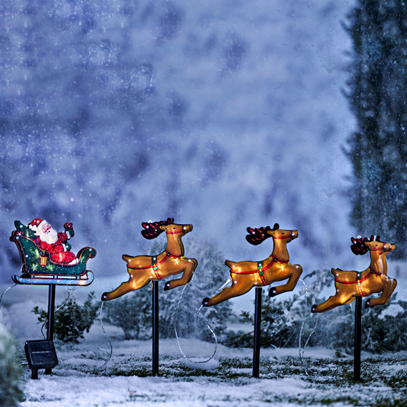 Weihnachtsdeko mit Solar "Santa mit RentierSchlitten" 3PAGEN
