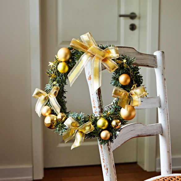 3Pagen Weihnachtskranz gold - goldfarben