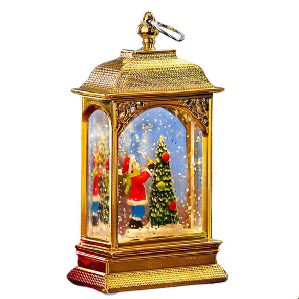 Weihnachtslaterne mit Glitter goldfarben
