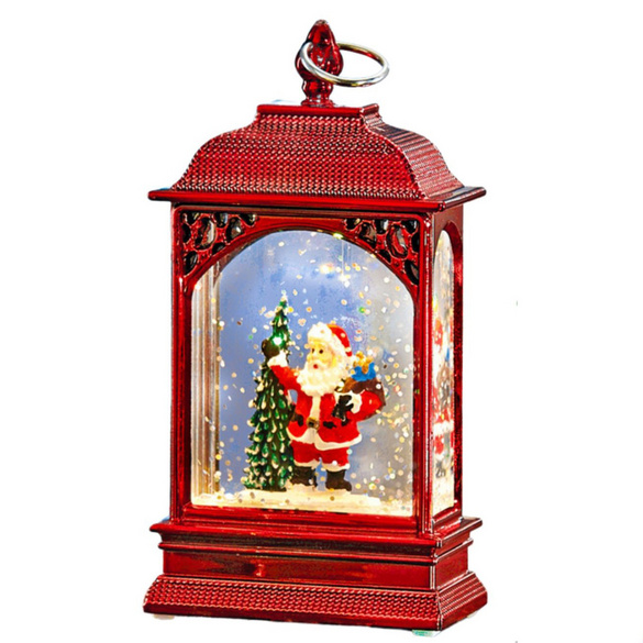 Weihnachtslaterne mit Glitter rot