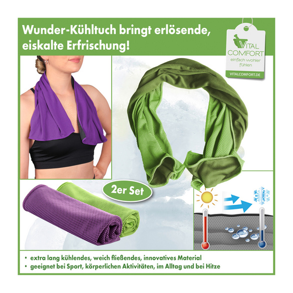 3Pagen Wunder-Kühltücher Grün + Lila, 2er-Set