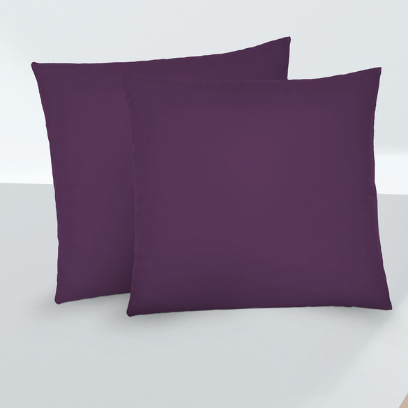 Feinjersey-Kopfkissenbezug Doppelpack dunkel violett, 2x 80x80 cm