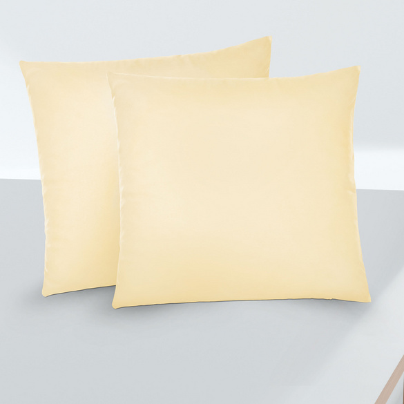 Feinjersey-Kopfkissenbezug Doppelpack gelb, 2x 40x40 cm