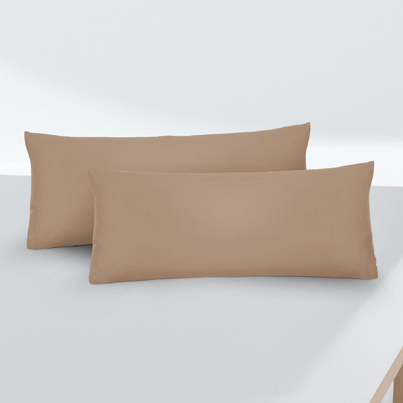 Feinjersey-Kopfkissenbezug Doppelpack macchiato, 2x 40x80 cm