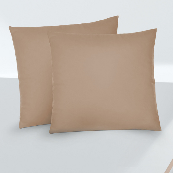 Feinjersey-Kopfkissenbezug Doppelpack macchiato, 2x 80x80 cm