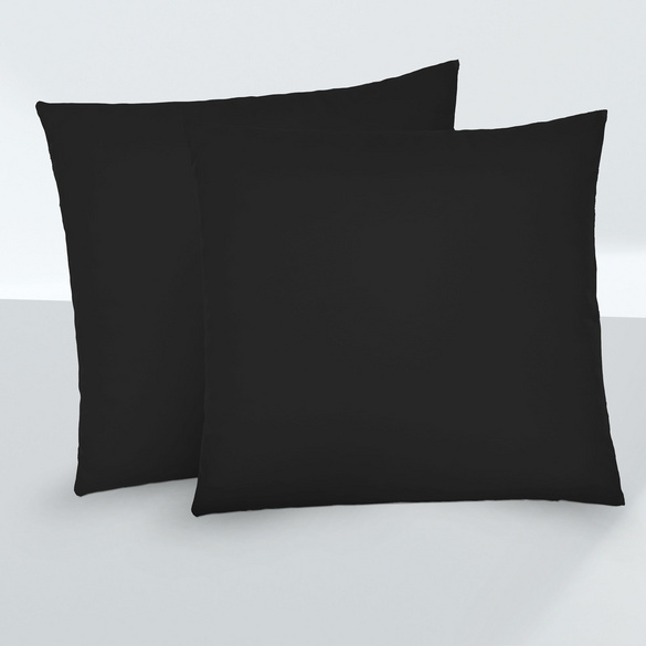 Feinjersey-Kopfkissenbezug Doppelpack schwarz, 2x 40x40 cm