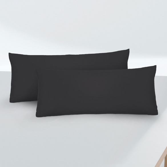 Feinjersey-Kopfkissenbezug Doppelpack schwarz, 2x 40x60 cm