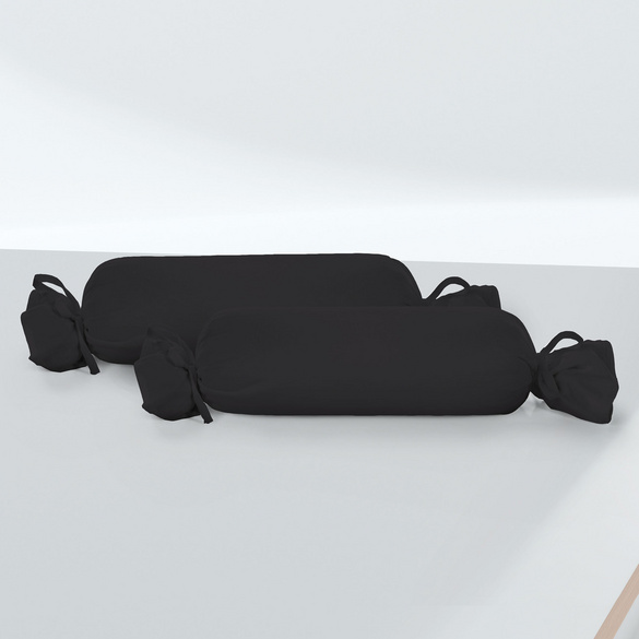 Feinjersey-Nackenrollenbezug Doppelpack schwarz, 2x 15x40 cm