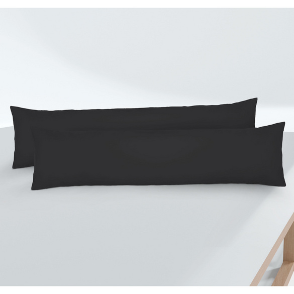 Feinjersey-Seitenschläferkissenbezug Doppelpack schwarz, 2x 40x145 cm