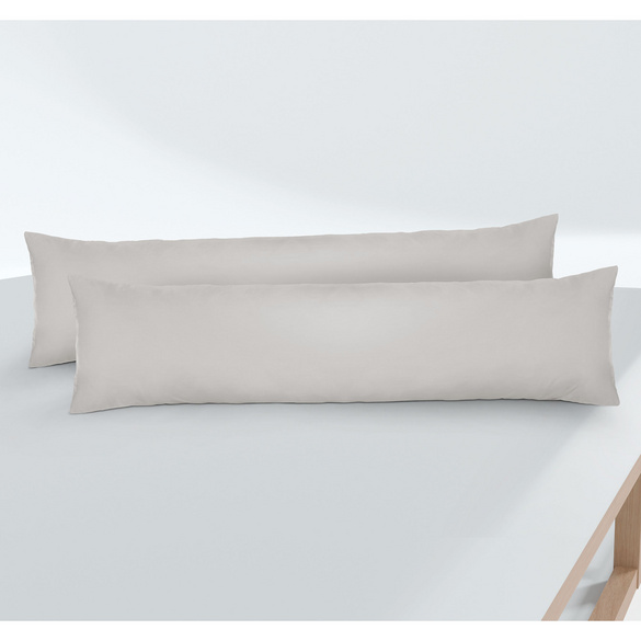 Feinjersey-Seitenschläferkissenbezug Doppelpack sturmgrau, 2x 40x145 cm