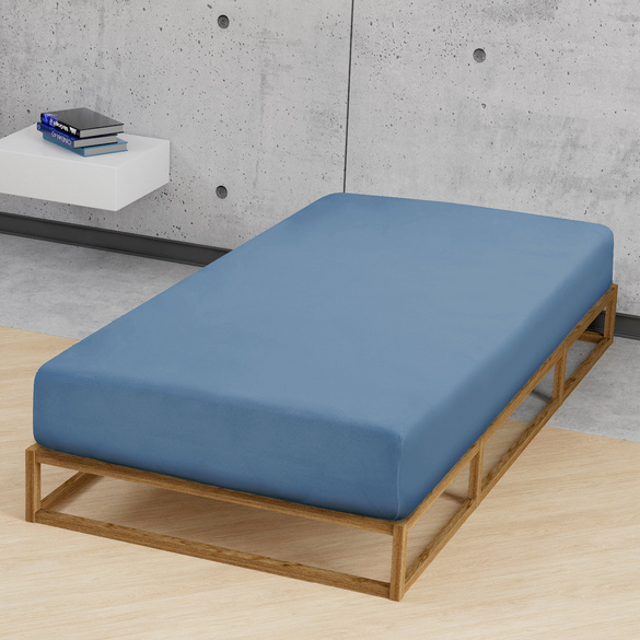 Feinjersey-Spannbetttuch azurblau, 1x 140x200 cm - 160x200 cm