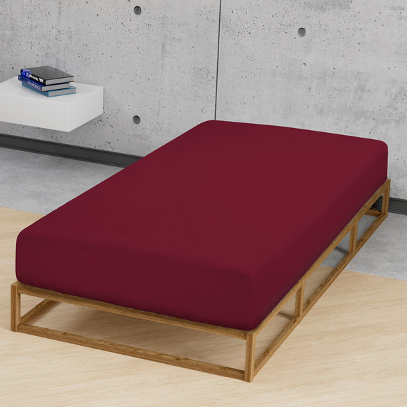 Feinjersey-Spannbetttuch burgund, 1x 90x190 cm - 100x200 cm