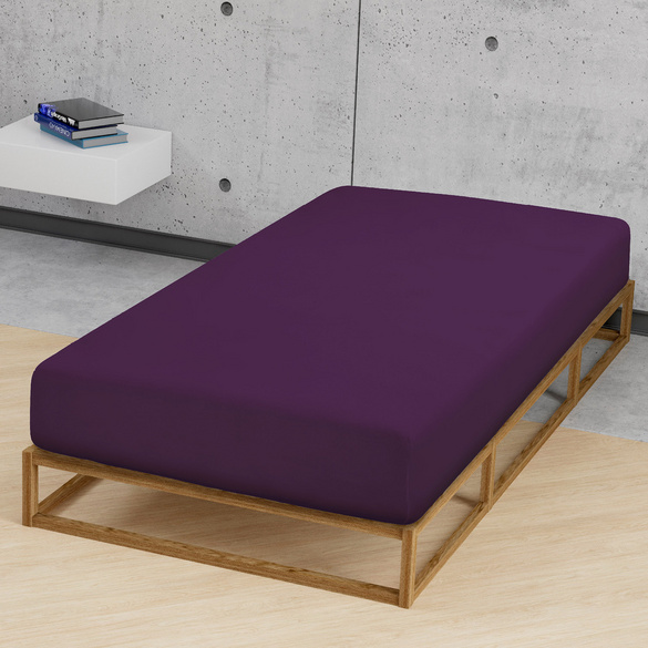 Feinjersey-Spannbetttuch dunkel violett, 1x 90x190 cm - 100x200 cm