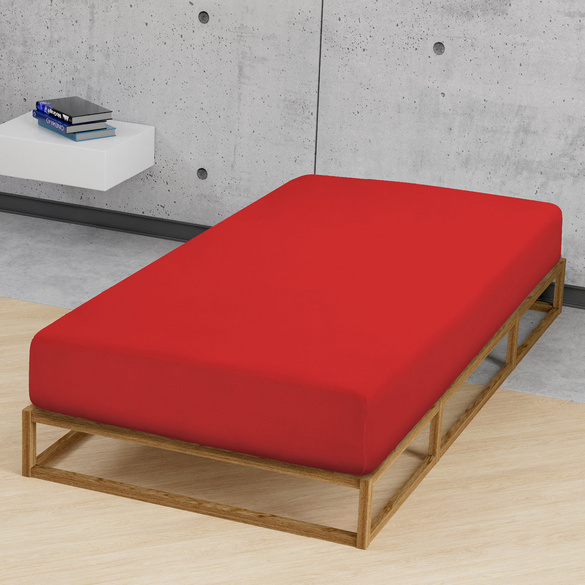 Feinjersey-Spannbetttuch rot, 1x 180x200 cm - 200x200 cm