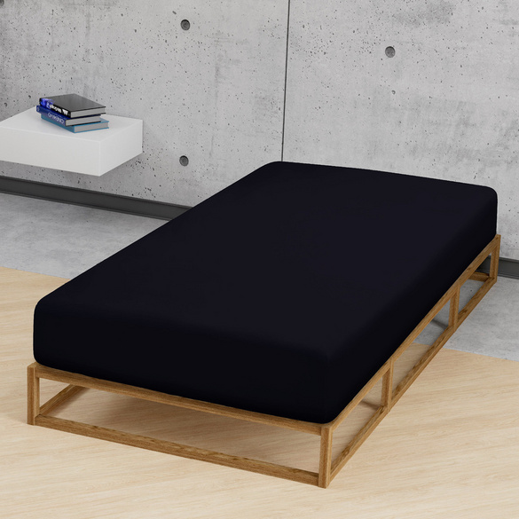 Feinjersey-Spannbetttuch schwarz, 1x 140x200 cm - 160x200 cm