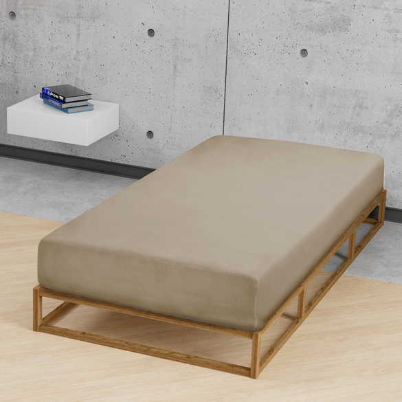 Feinjersey-Spannbetttuch taupe, 1x 180x200 cm - 200x200 cm