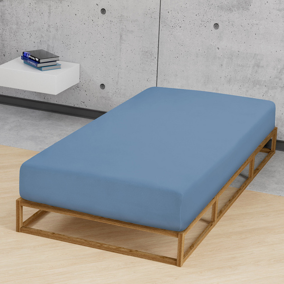 Jersey-Elastic-Spannbetttuch azurblau, 1x 120x200 cm - 130x220 cm