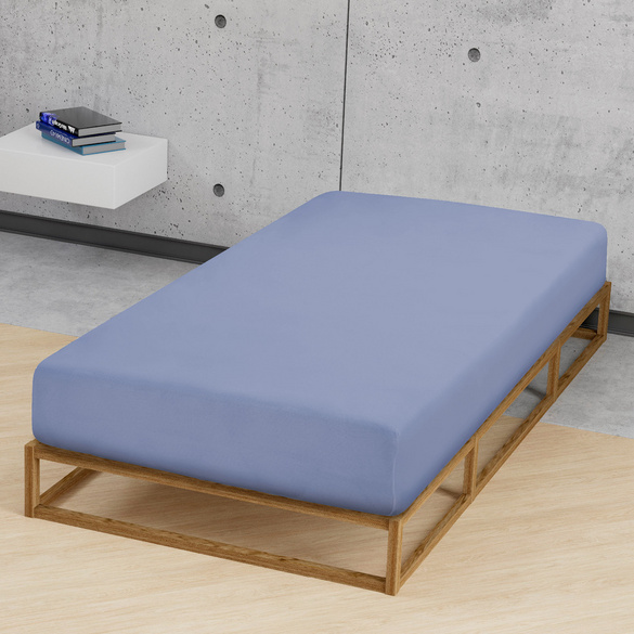 Jersey-Elastic-Spannbetttuch blau, 1x 120x200 cm - 130x220 cm