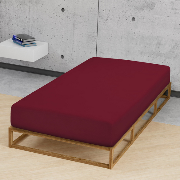 Jersey-Elastic-Spannbetttuch burgund, 1x 180x200 cm - 200x220 cm