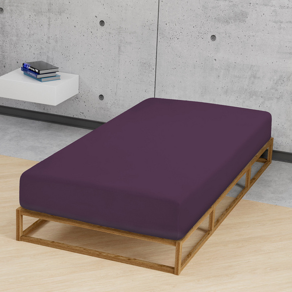 Jersey-Elastic-Spannbetttuch dunkel violett, 1x 180x200 cm - 200x220 cm