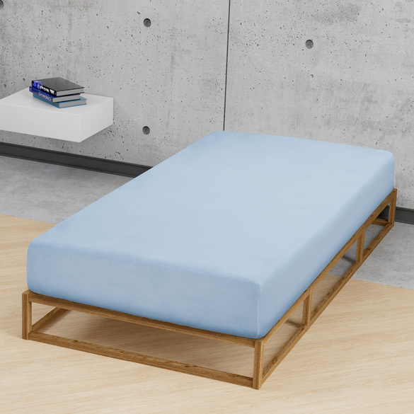 Jersey-Elastic-Spannbetttuch eisblau, 1x 90x190 cm - 100x220 cm