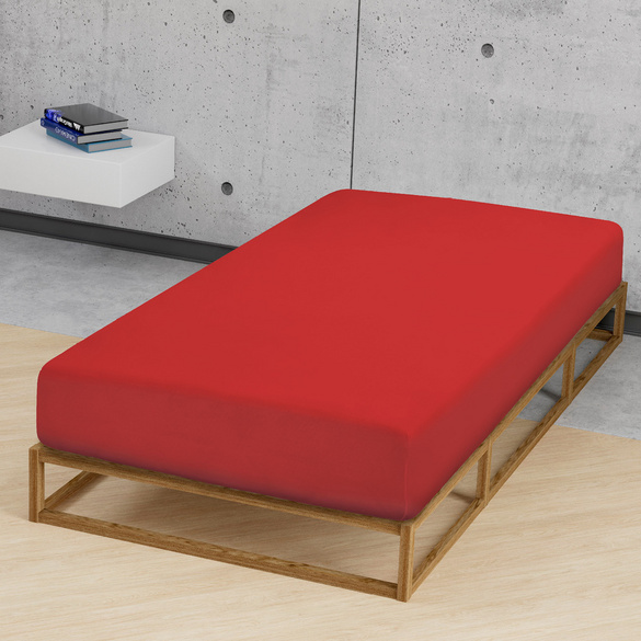 Jersey-Elastic-Spannbetttuch rot, 1x 180x200 cm - 200x220 cm