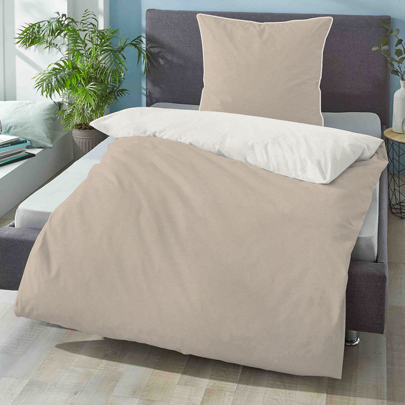 Melange-Flanell Bettwäsche MELANGE UNI kitt, 135x200 cm + 80x80 cm