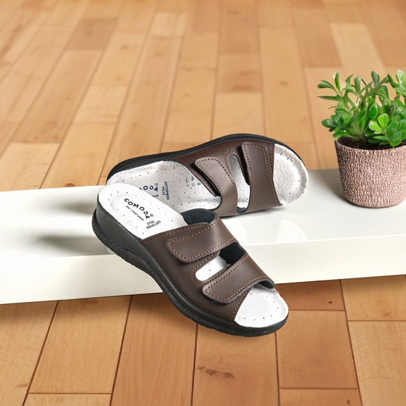 Leder-Pantolette braun