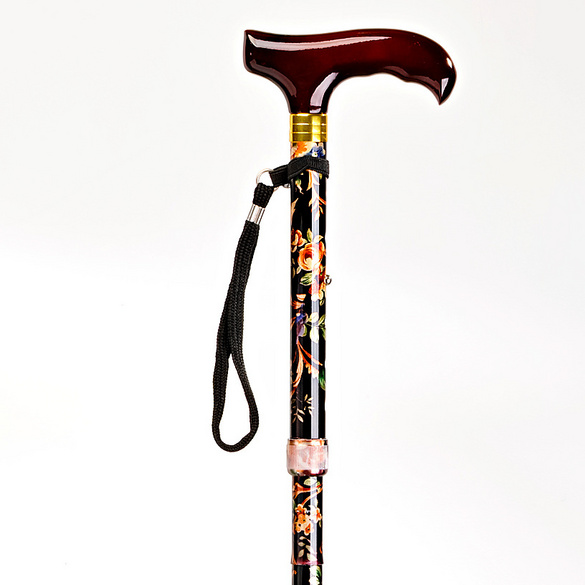 Gehstock faltbar, Blumendessin, Höhe 83-93 cm