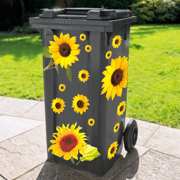 Mülltonnenaufkleber "Sonnenblumen", 15-tlg.