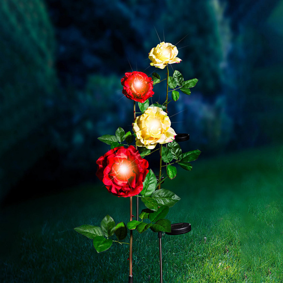 Solar Gartenstecker Blume "Rose", rot