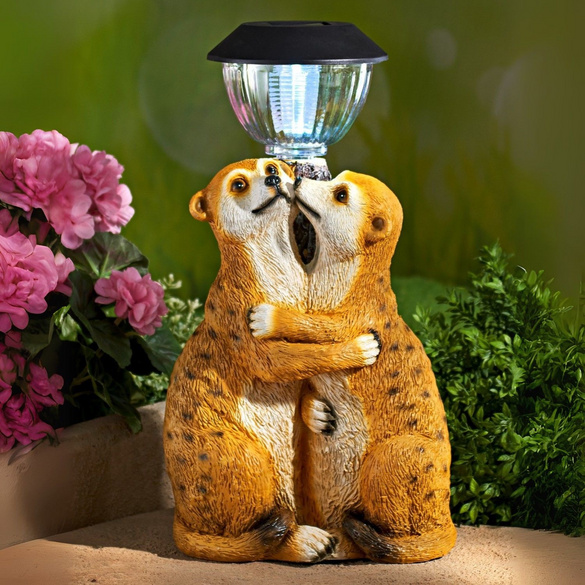 Solar-Laterne mit Erdmännchen-Paar