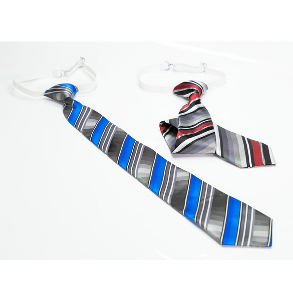 Krawatten gebunden, braun-grau + blau-grau, 2er-Set