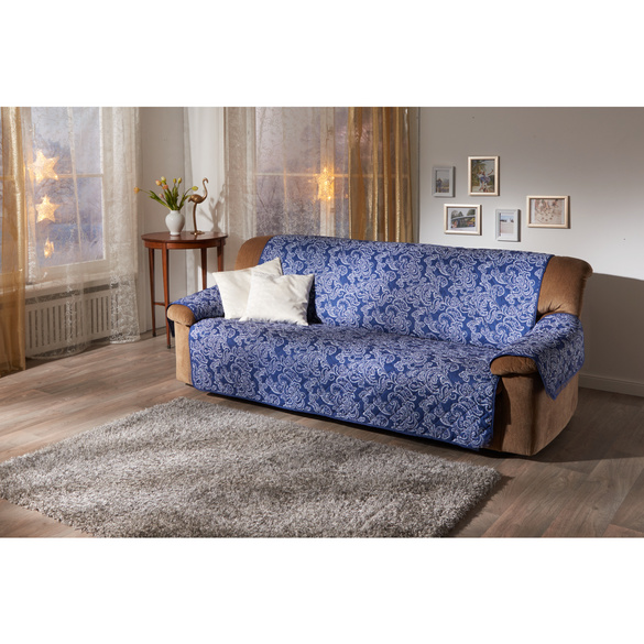 Sofaüberwurf 3-Sitzer blau