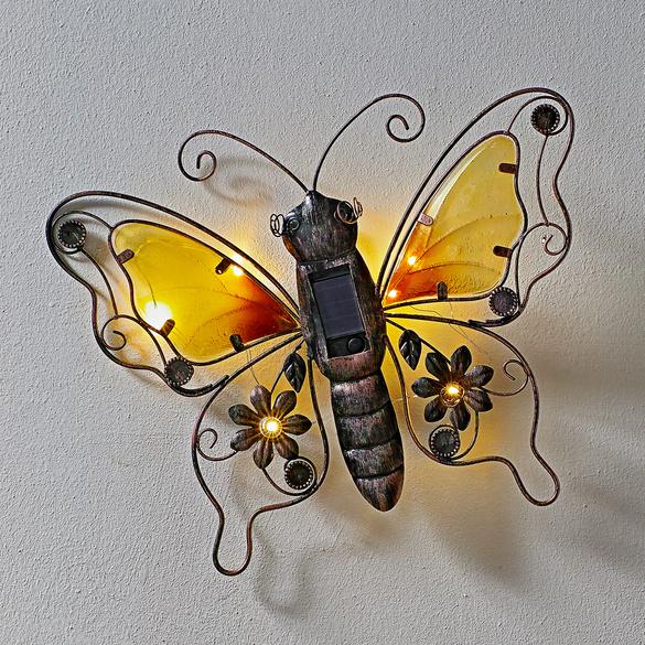Solar Dekoleuchte Schmetterling für die Wand