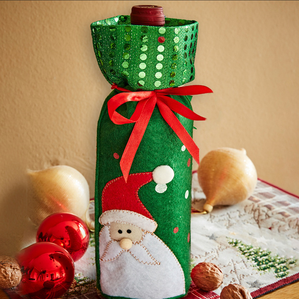 Flaschenverpackung "Weihnachtsmann" grün