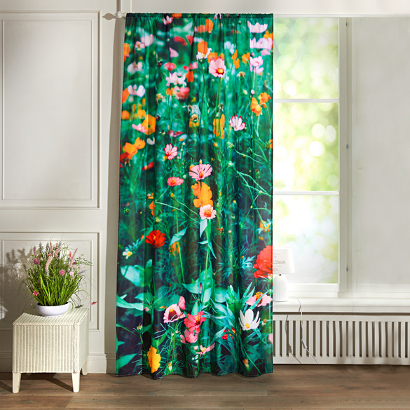 Vorhang mit Blumenwiesenmuster 140 x 230 cm