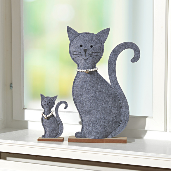 Dekofigur Katzenbaby aus Filz, 18 cm