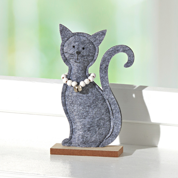 Dekofigur Katzenbaby aus Filz, 18 cm