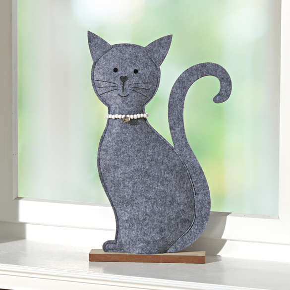 Dekofigur Katzenmama aus Filz, 45 cm
