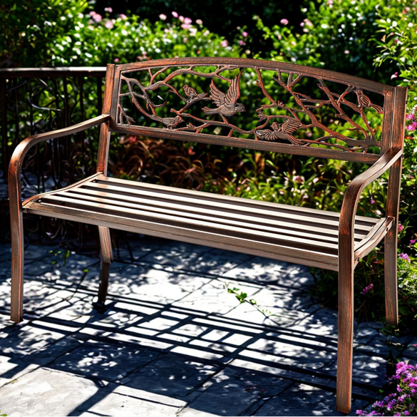 H4L Gartenbank Sarah Aus Metall – Antik Braun, 143x51x92,5 Cm, Bis 200 Kg