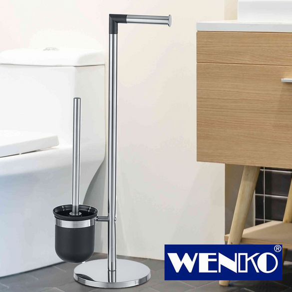 Kombination glänzendem WC-Garnitur Edelstahl 2in1 3PAGEN Stand Parus aus Edelstahl | WENKO glänzend,
