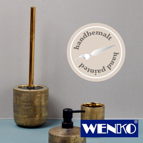 WC-Bürstenhalter, WC-Garnitur Gold, handbemalt Rivara WENKO 3PAGEN | Keramik
