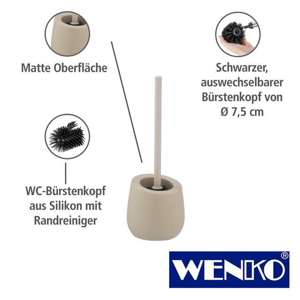 WENKO WC-Garnitur Badi Beige Keramik, mit Silikon-Bürstenkopf