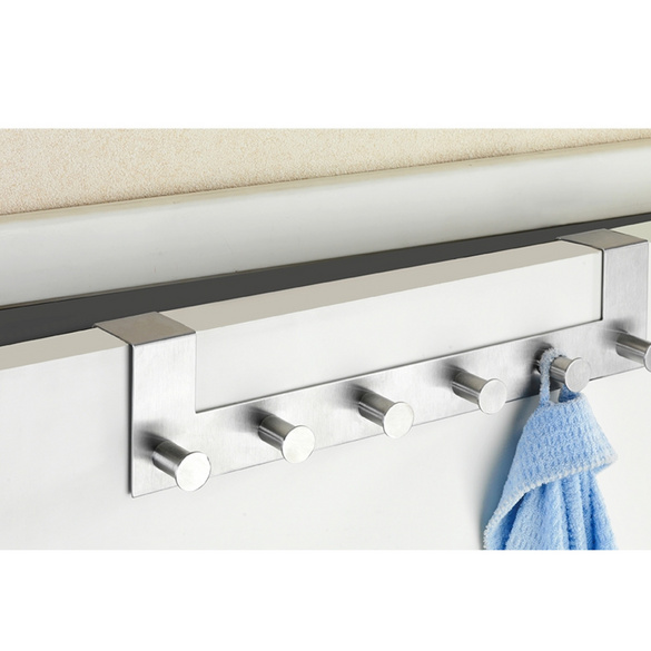 WENKO Türgarderobe Edelstahl Celano, 6 Haken, für Türfalzstärken bis 4 cm